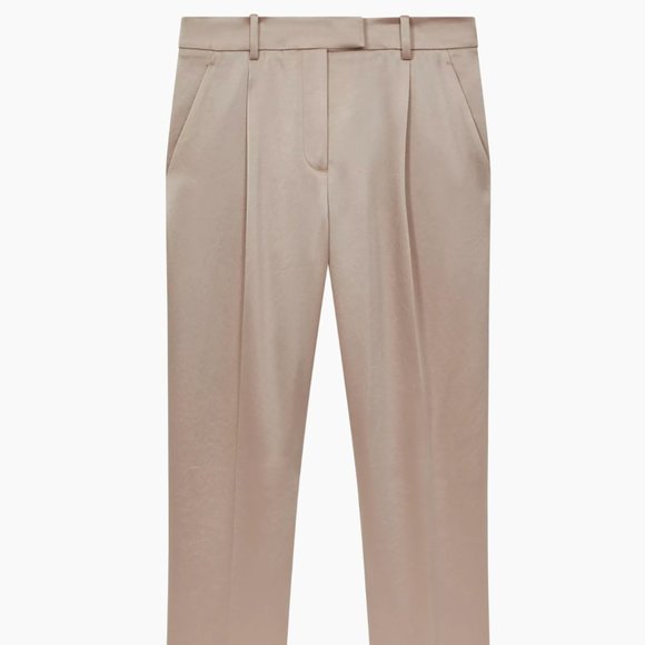 Reiss Beige Pleated Tapered Pant - Picture 1 of 5